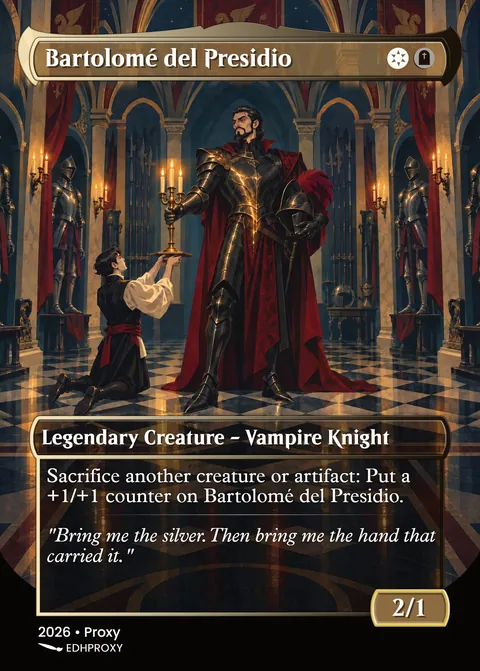 Bartolomé del Presidio card with original art
