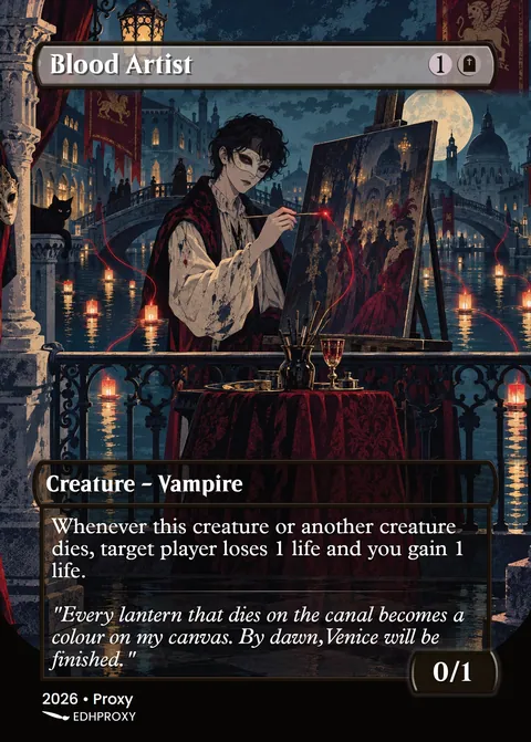 Blood Artist card with original art
