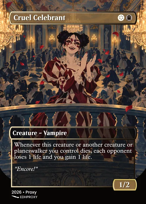Cruel Celebrant card with original art
