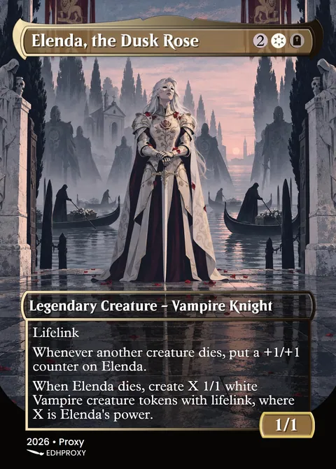 Elenda, the Dusk Rose card with original art