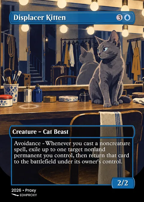 Displacer Kitten card with original art