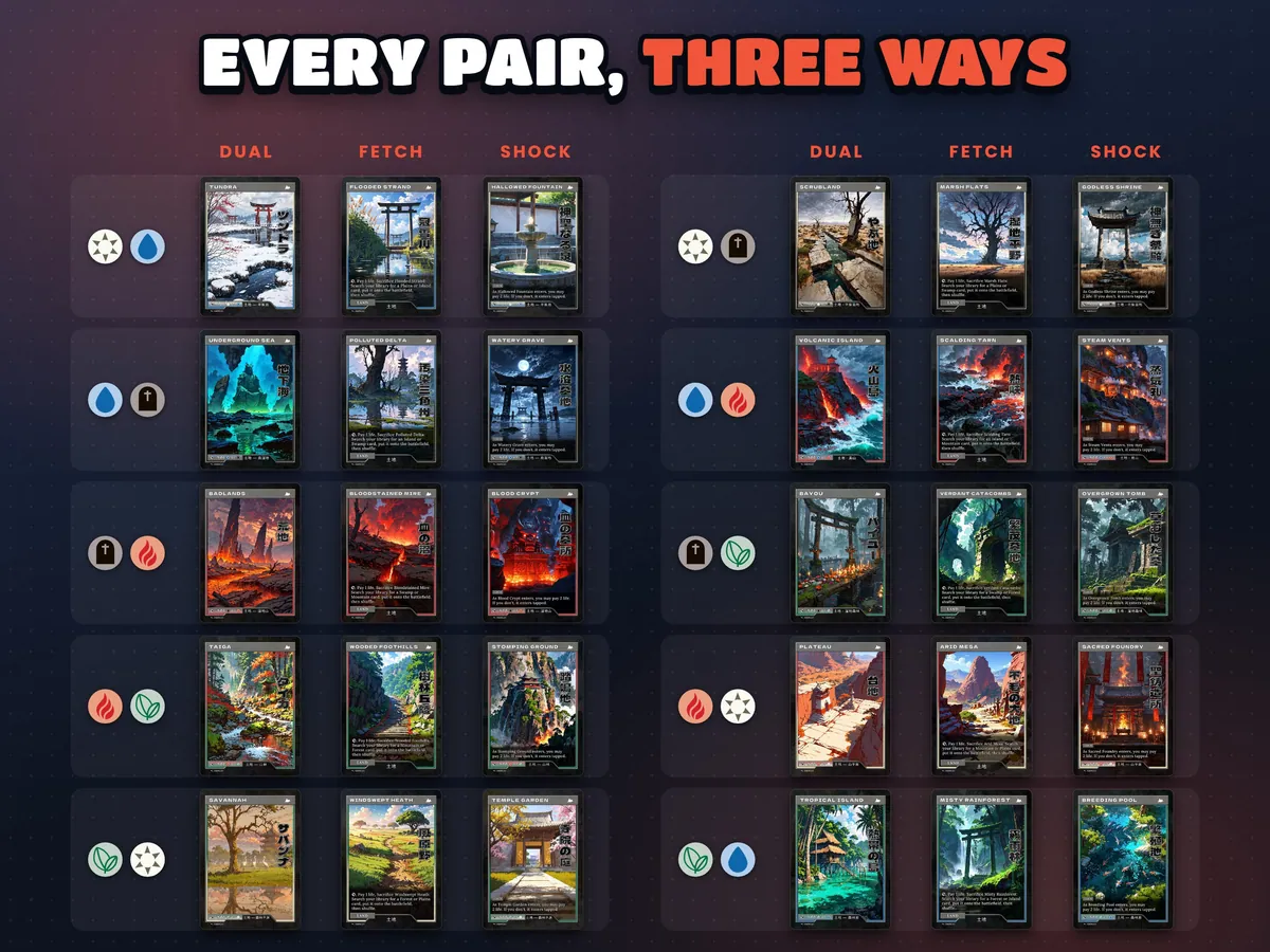 Colour pair chart: every two-colour combination covered by the Retro Japanese Lands