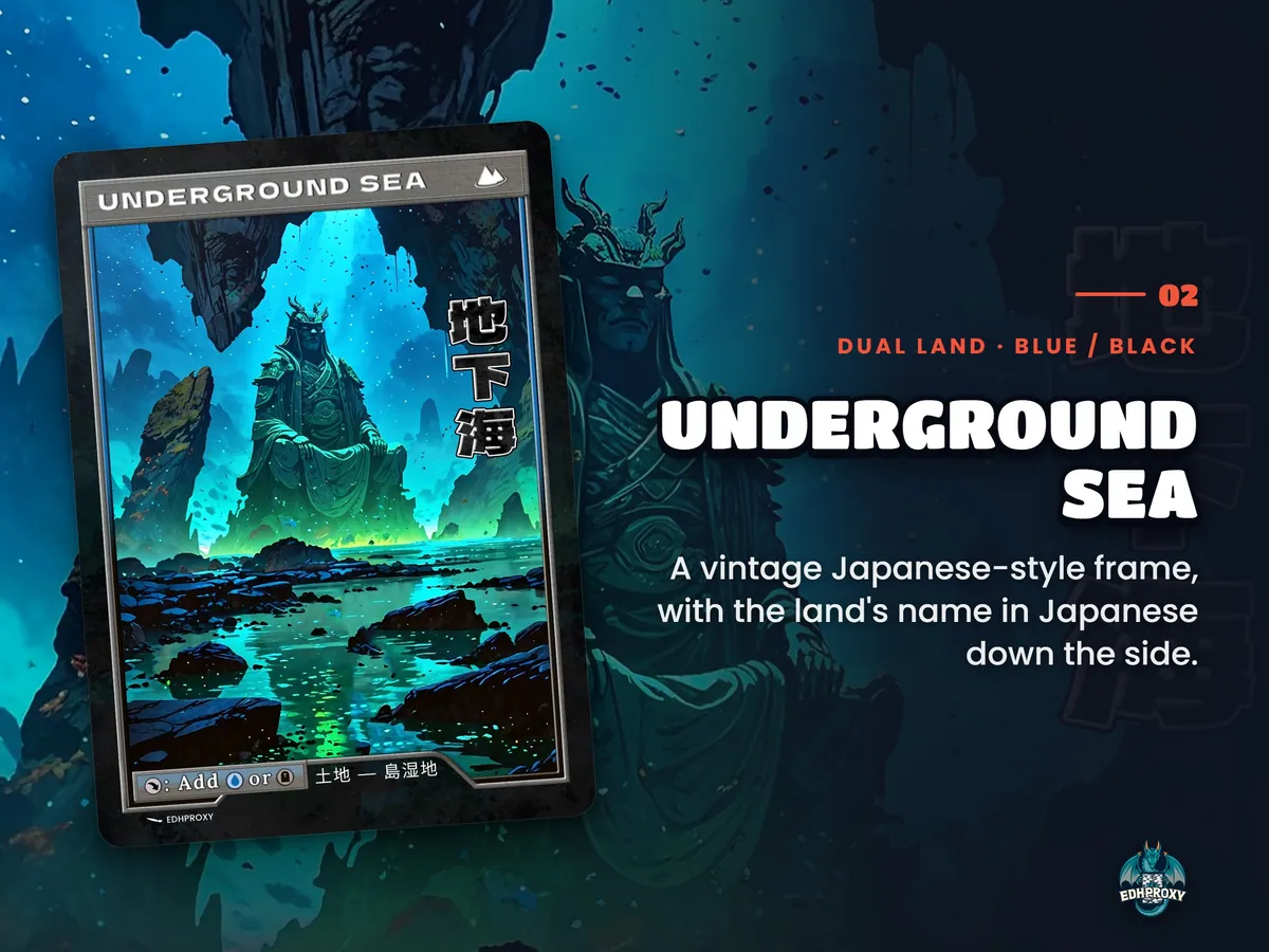Spotlight: Underground Sea proxy land card, original art up close, blue-black colour pair