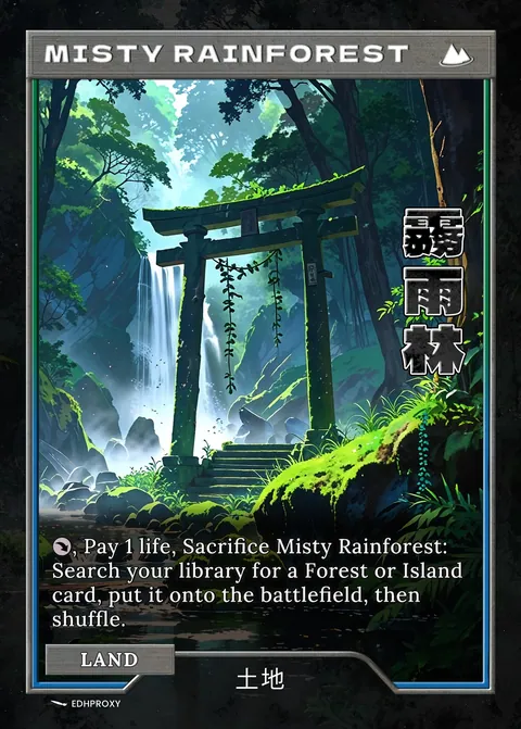 Misty Rainforest card with original art