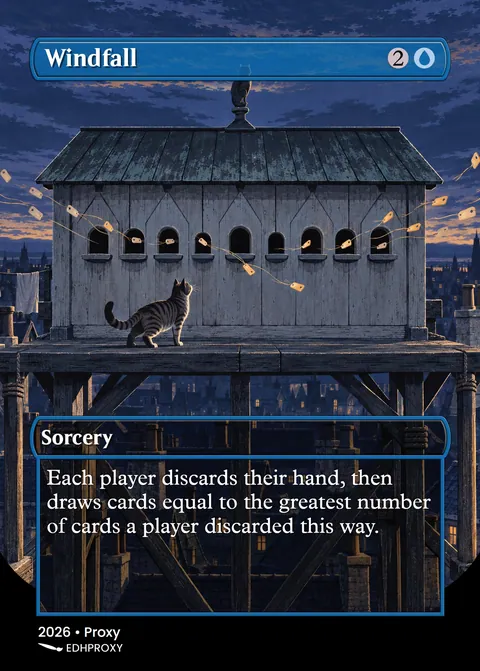 Windfall card with original art
